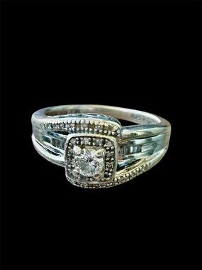 1/4 CTW Diamond Ring in Platinum over .925 Sterling Silver